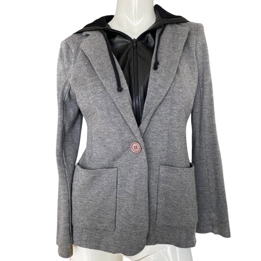 Bailey 44 Gray Blazer with Black Hoodie Layer